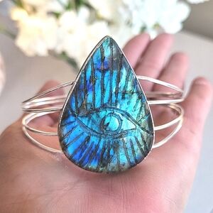💙Stunning XL Carved Labradorite Sterling Silver Cuff